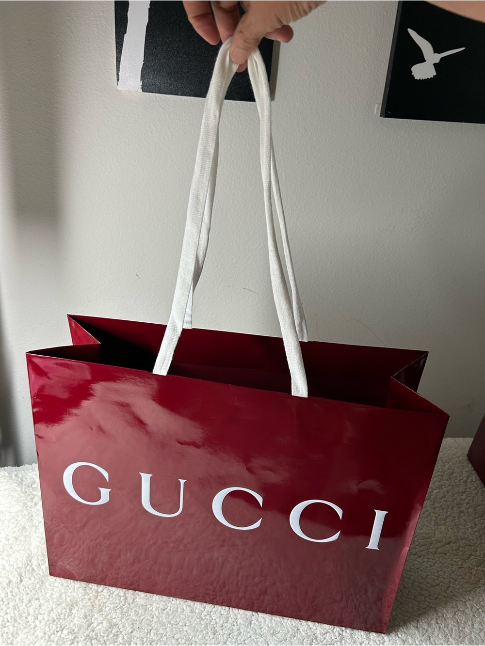 Gucci Extra Large  Women's Glossy Red Shopper Tote Gift Bag
